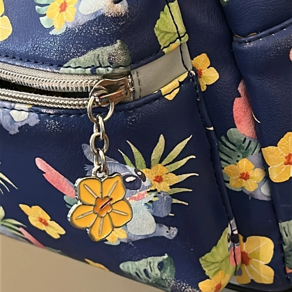Loungefly Disney Lilo & Stitch Tropical Stitch Mini Backpack Blue Faux Leather